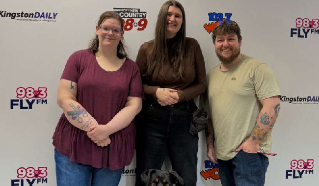 Sam, Alexis, and JB posing for Kingston Daily Animal House article